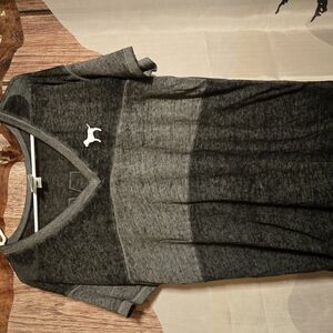 Gray V-Neck T-Shirt with Dog Logo